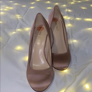 Blush pink satin heels